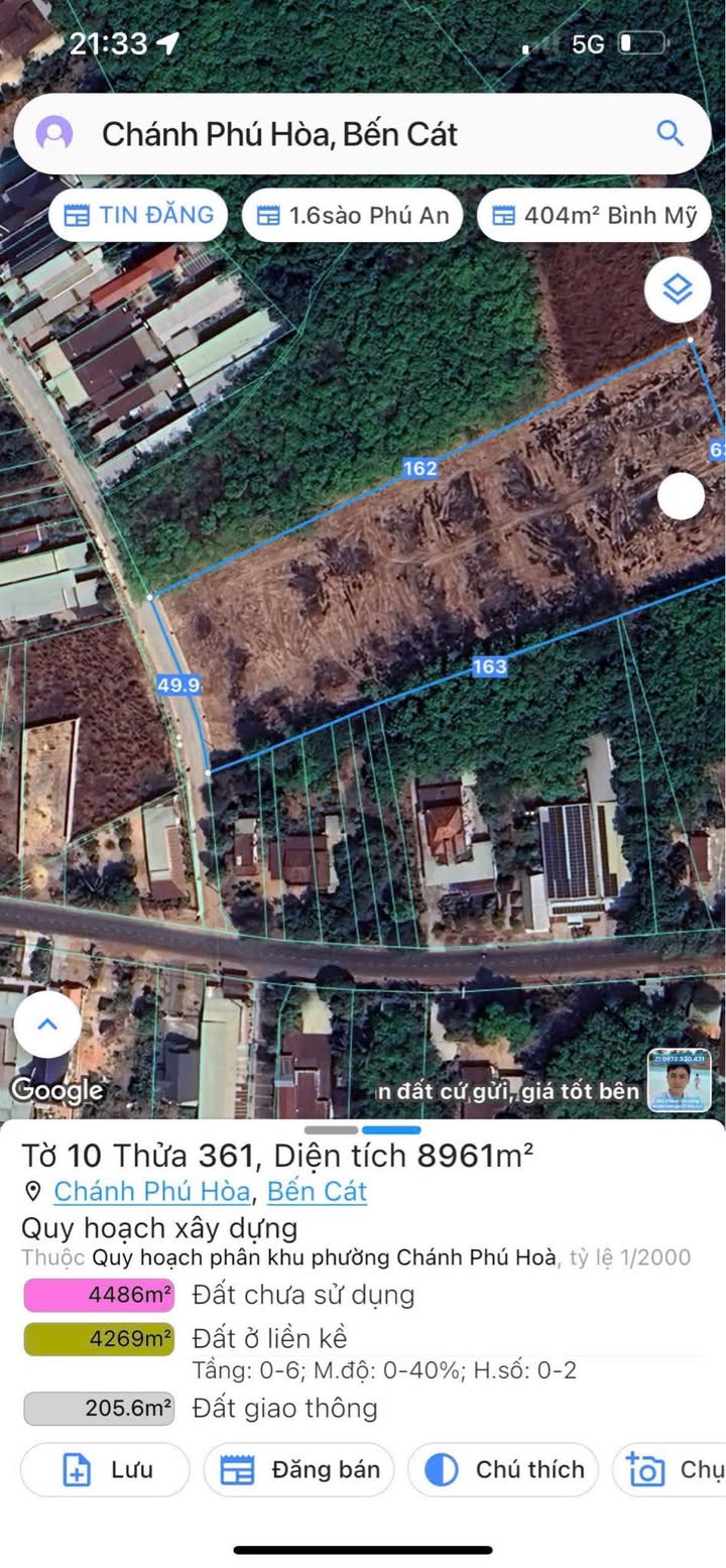 Đất thổ cư 12.000m² Chánh Phú Hòa Bến Cát - Mặt tiền 50m, giá tốt thương lượng!