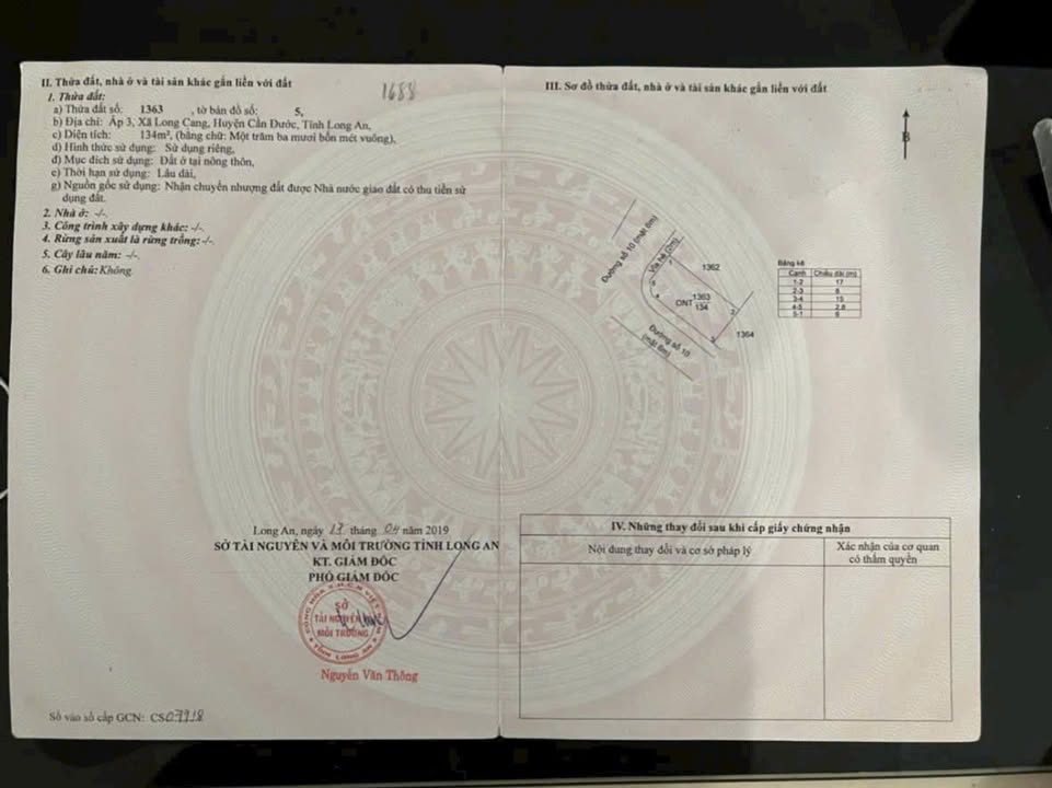 Đất nền Khu dân cư Long Cang 136m² giá 1.3 tỷ - Sổ đỏ chính chủ