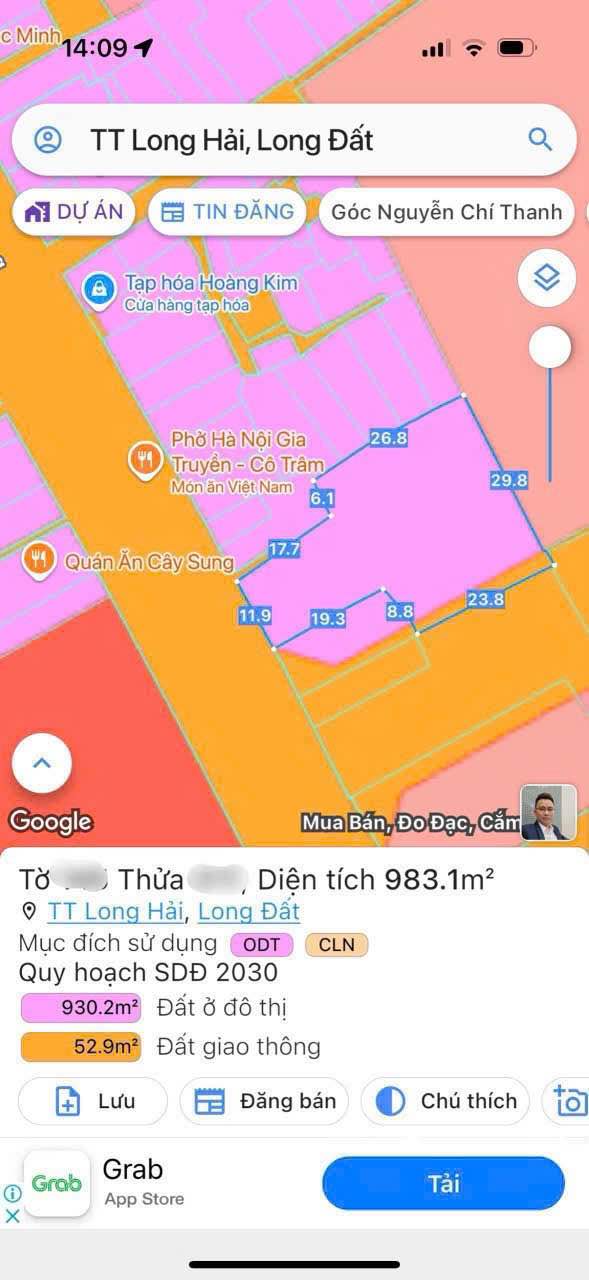 Mặt tiền đường Hai Bà Trưng, Long Hải, 985m², giá 38 tỷ - Kinh doanh sầm uất!