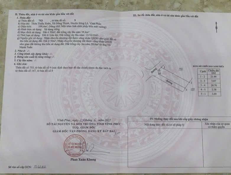 Đất nền chính chủ Đồng Thịnh Sông Lô 109m² giá 700 triệu - Tiện ích đầy đủ!