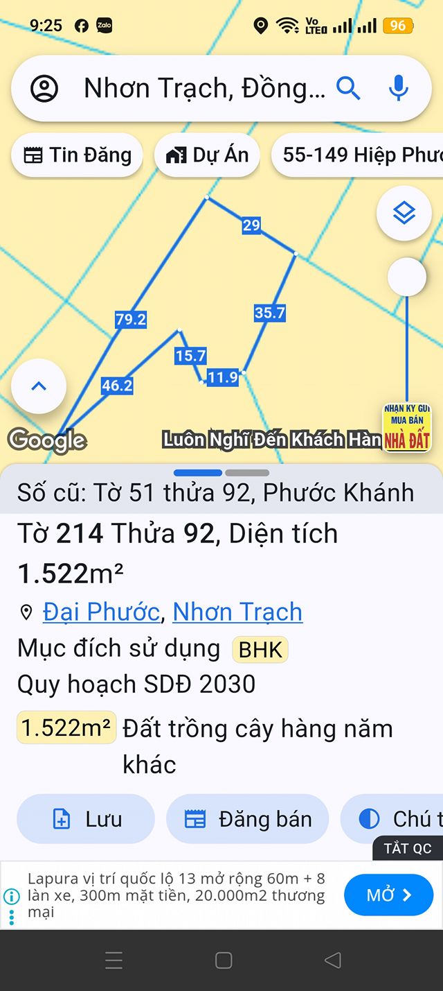 Đất nền Phước Khánh Nhơn Trạch 1522m² giá 1.8 tỷ - Cơ hội đầu tư tuyệt vời!