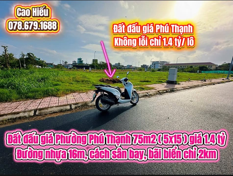Đất đấu giá Phú Thạnh Tuy Hòa 75m² giá 1.4 tỷ - Cơ hội đầu tư tuyệt vời!
