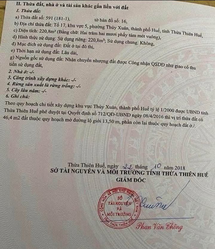 Đất thổ cư 220.8m² Kiệt 82 Quảng Tế chỉ 2.59 tỷ - Vị trí đẹp, đường rộng