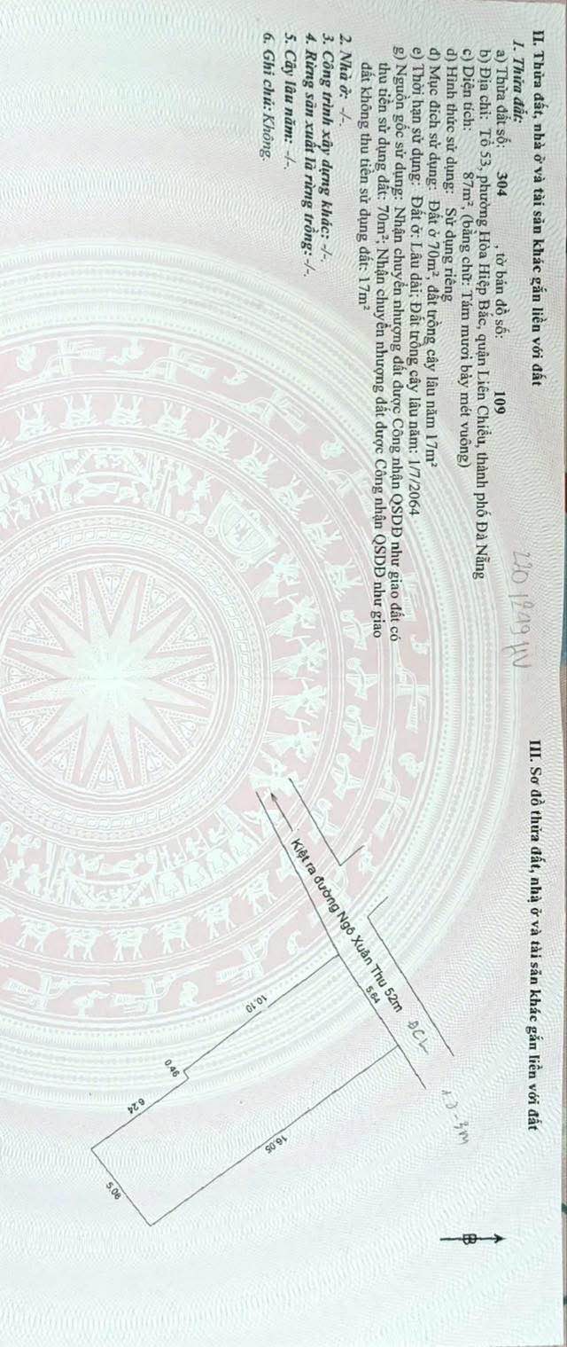 Đất nền kiệt 44 Ngô Xuân Thu, Đà Nẵng 87m² giá 1.49 tỷ - Chính chủ sang nhượng!