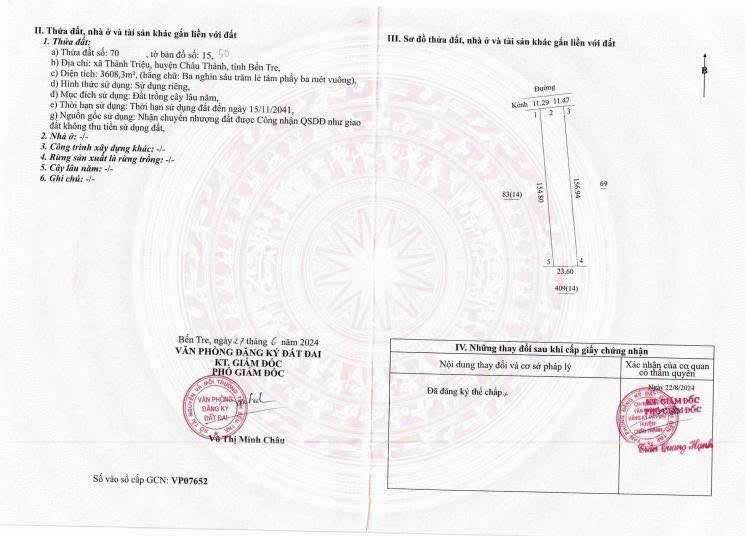 Đất vườn Thành Triệu 3608m² giá 3.06 tỷ - Đất sạch, cao ráo!