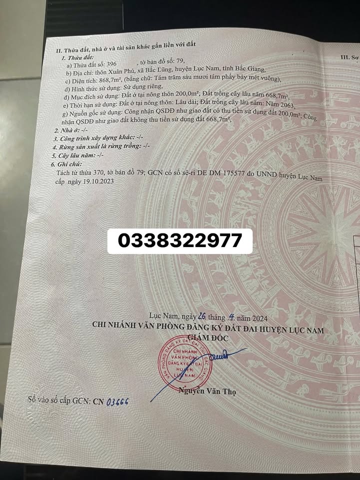 Đất ở Bắc Lũng, Lục Nam 870m² - Đầu tư nghỉ dưỡng lý tưởng!