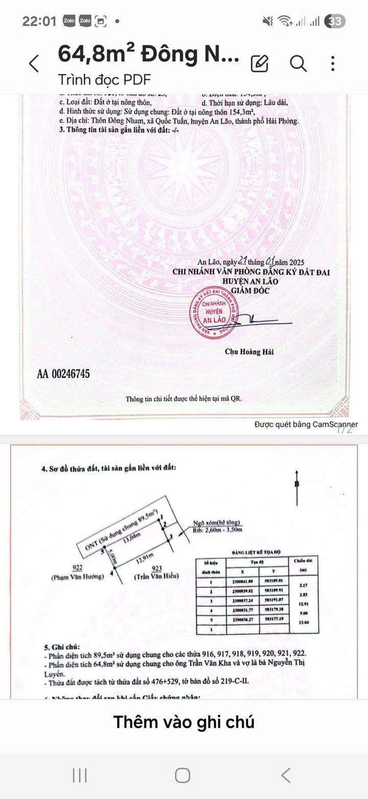 Đất nền Quốc Tuấn, An Lão, Hải Phòng 64.8m² - Sổ đỏ chính chủ, giá thỏa thuận!