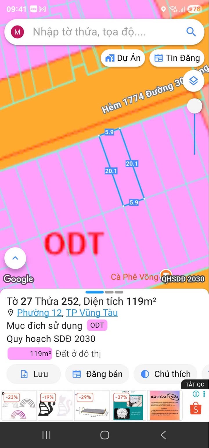 Đất bán đường Võ Nguyên Giáp, Vũng Tàu 119m² - Sổ đỏ chính chủ, giá tốt!