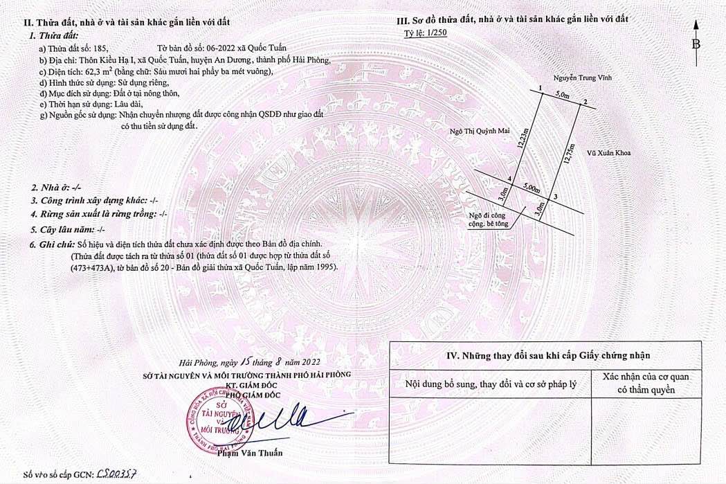 Đất nền Quốc Tuấn An Dương 62,3m² giá 7xx triệu - Chính chủ bán gấp!