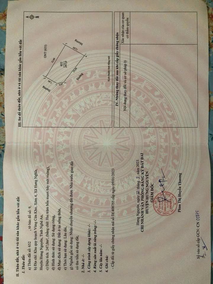 Đất nền xóm 4, xã Hưng Nghĩa, 247m² giá thỏa thuận - Đường bê tông 6m