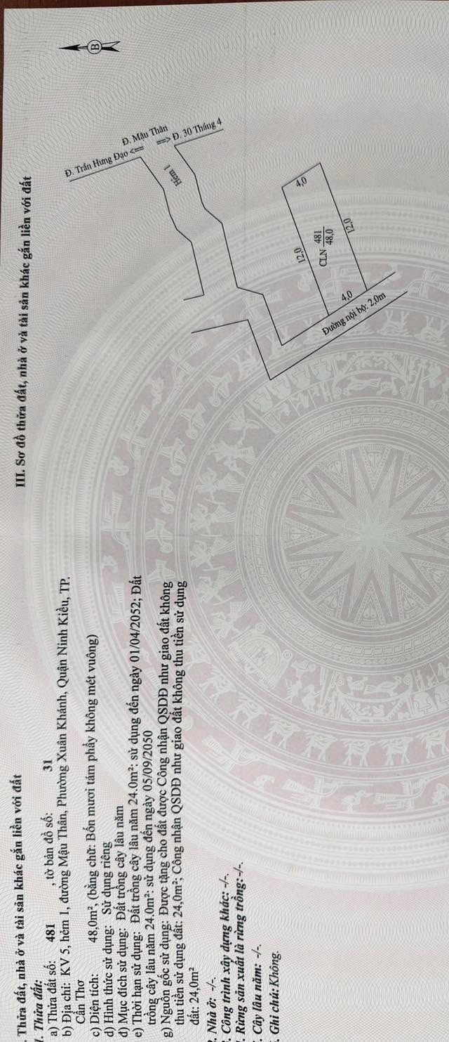 Đất nền 48m² hẻm 1 Mậu Thân, Xuân Khánh chỉ 1.219 tỷ - Thương lượng ngay!