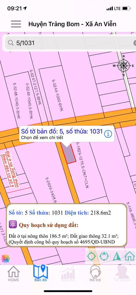 Đất thổ cư 216m² tại An Viễn, Trảng Bom - Giá tốt cho nhà đầu tư!