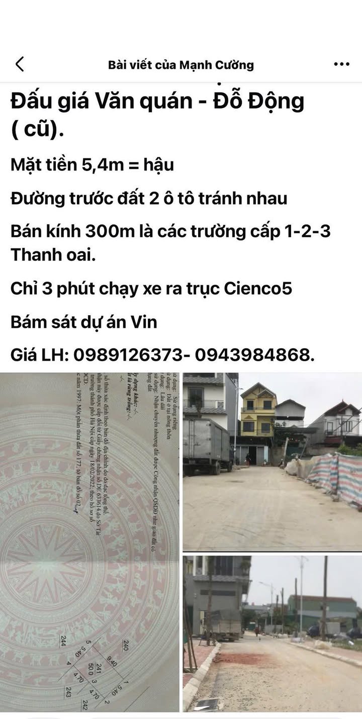 Đất nền Đỗ Động, Thanh Oai 50m² - Sổ đỏ giao dịch ngay!