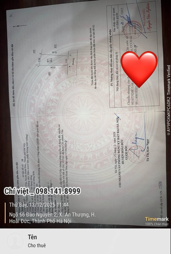 Đất thổ cư Lại Yên 55m² giá nhỉnh 6 tỷ - Đường ô tô vào nhà, gần chợ