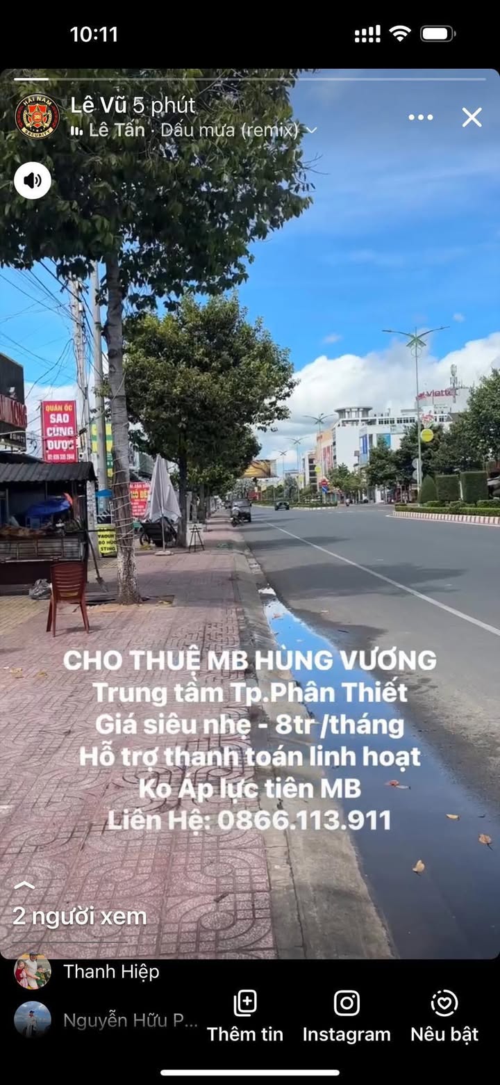 Cho thuê mặt bằng kinh doanh Hùng Vương, Phan Thiết - Ngang 7m, cách Lotte 200m