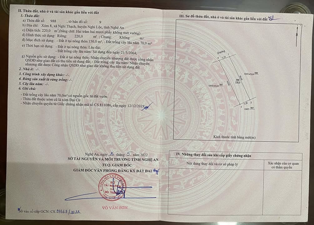 Đất Nền Nghi Thạch 220m² - Cơ Hội Vàng Đầu Tư!