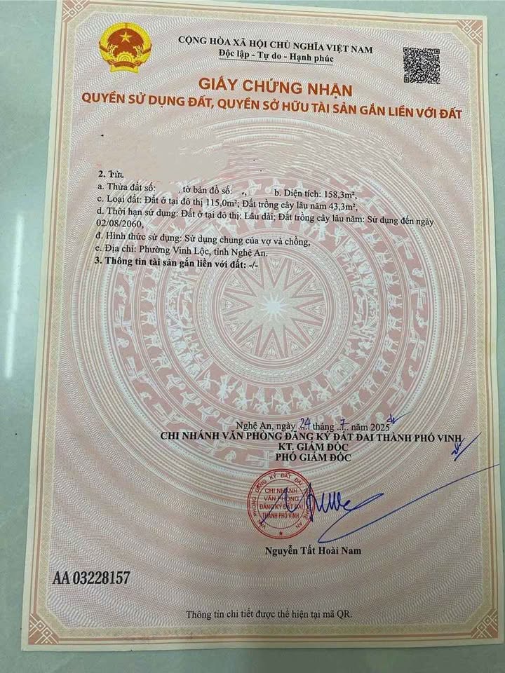 Đất Nghi Phong, TP Vinh 158,3m² giá chỉ 1,9 tỷ - Sổ đỏ chính chủ!