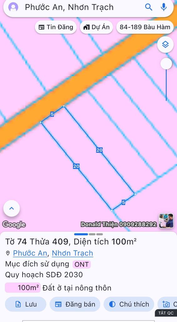 Đất nền xã Phước An, Nhơn Trạch 100m² giá 1.35 tỷ - Đầu tư sinh lời ngay!