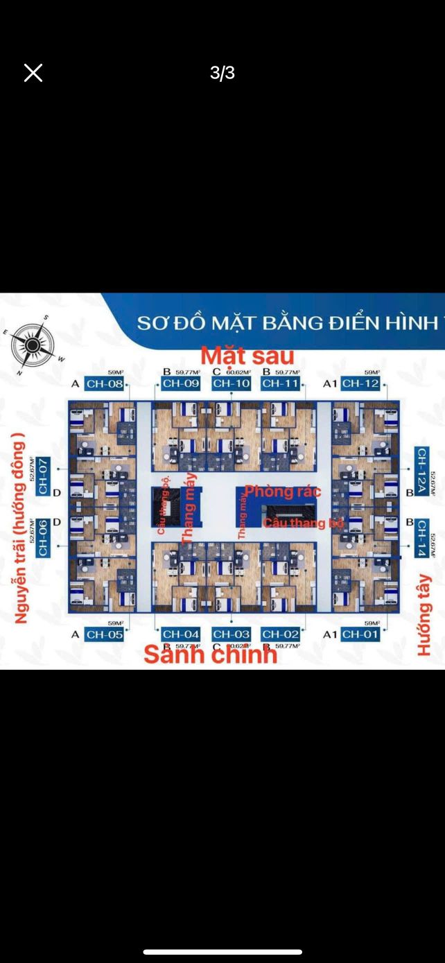 Căn hộ chung cư 389 Era Home Vinh 52,67m² giá 2.422 tỷ - Hướng đông bắc thoáng mát!