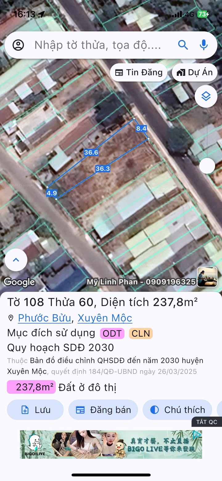 Đất nền chính chủ tại Phước Bửu, Xuyên Mộc 176.4m² giá chỉ 2.4 tỷ - Cơ hội đầu tư tốt!