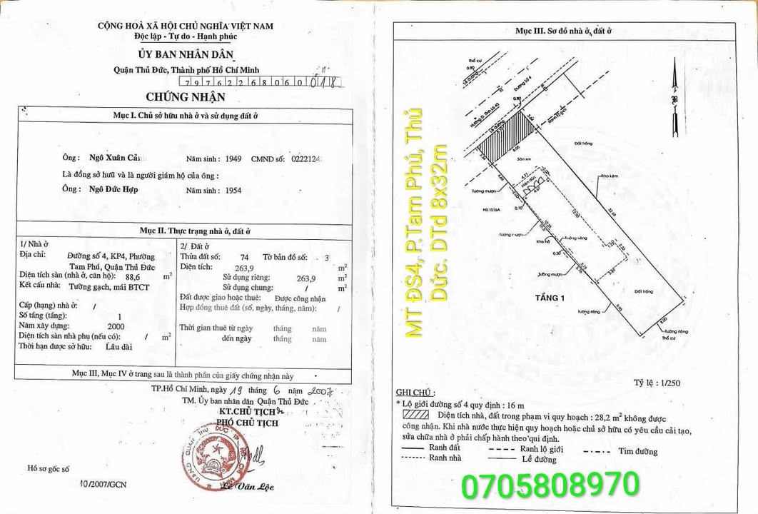 Nhà mặt tiền Tam Phú, Thủ Đức 264m² giá 24 tỷ - Đầu tư lý tưởng!