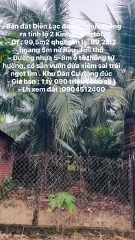 Đất Diên Lạc 99.5m² giá 1.09 tỷ - Kinh doanh thuận lợi, đường nhựa thông thoáng!