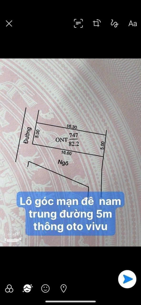 Đất thổ cư lô góc 82.2m² tại Thôn Mạn Đê, Nam Trung - Giá chỉ 1.1 tỷ VND!