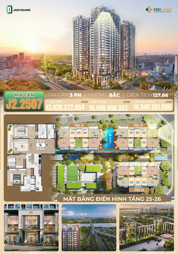 Căn hộ Jade Square Tây Hồ Tây 127m² giá thỏa thuận - Không gian sống đẳng cấp!