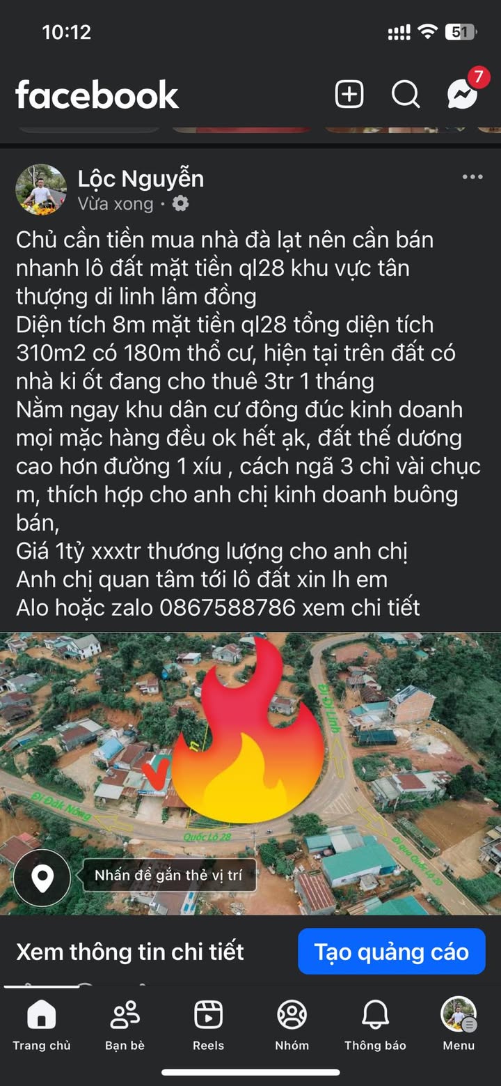 Đất mặt tiền QL28 Tân Thượng, Di Linh 310m² giá 1 tỷ - Đầu tư sinh lời ngay!