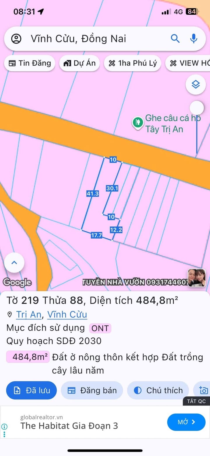 Đất thổ cư Trị An Vĩnh Cửu 410m² - Tiềm năng đầu tư tuyệt vời!