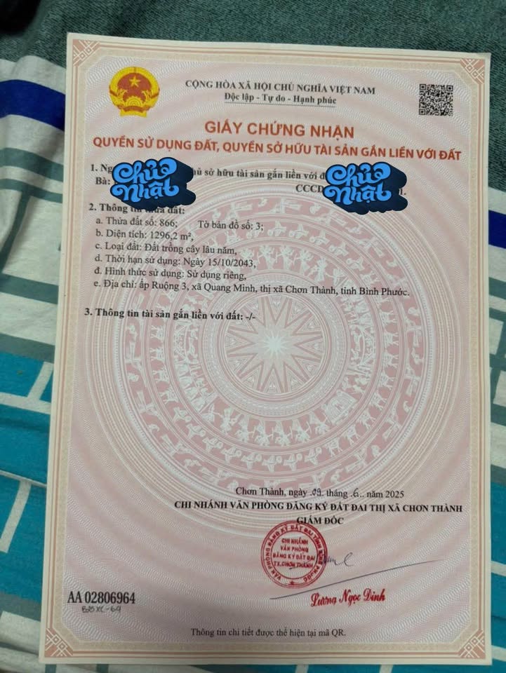 Đất nền Quang Minh, Chơn Thành 3600m² giá 399 triệu - Sát DT756, chính chủ!