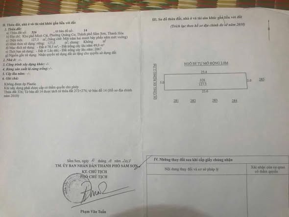 Đất mặt ngõ Minh Cát, Quảng Cư 127.5m² giá chỉ 1 tỷ - Sổ hồng chính chủ!