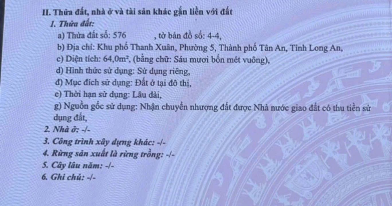 Đất thổ cư đường số 11, phường 5, Tân An 64m² giá 1.35 tỷ - Chính chủ bán gấp!