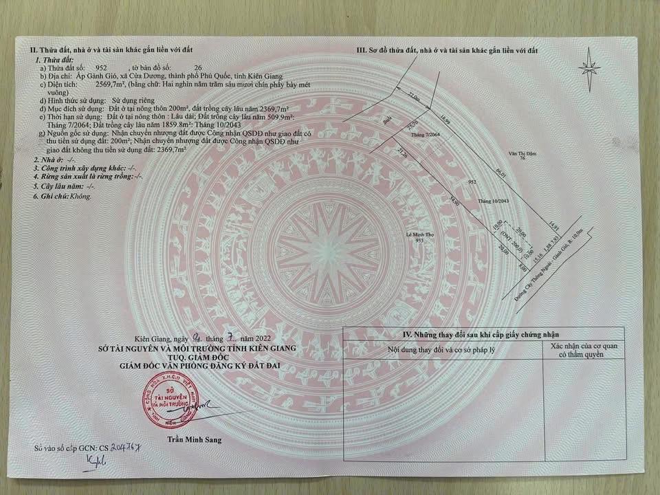 Đất nền Cửa Dương, Phú Quốc 2569m² - Cơ hội đầu tư tuyệt vời!