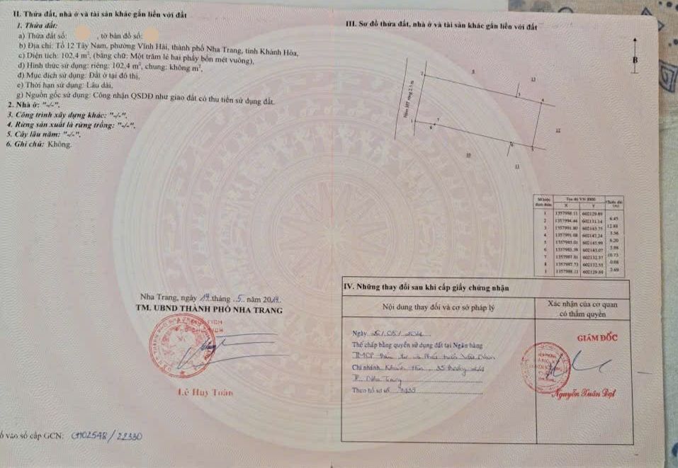 Bán nhà hẻm 93 Nguyễn Khuyến, Vĩnh Hải, Nha Trang 102,4m² - Hướng Tây Nam, giá chỉ 3 tỷ!