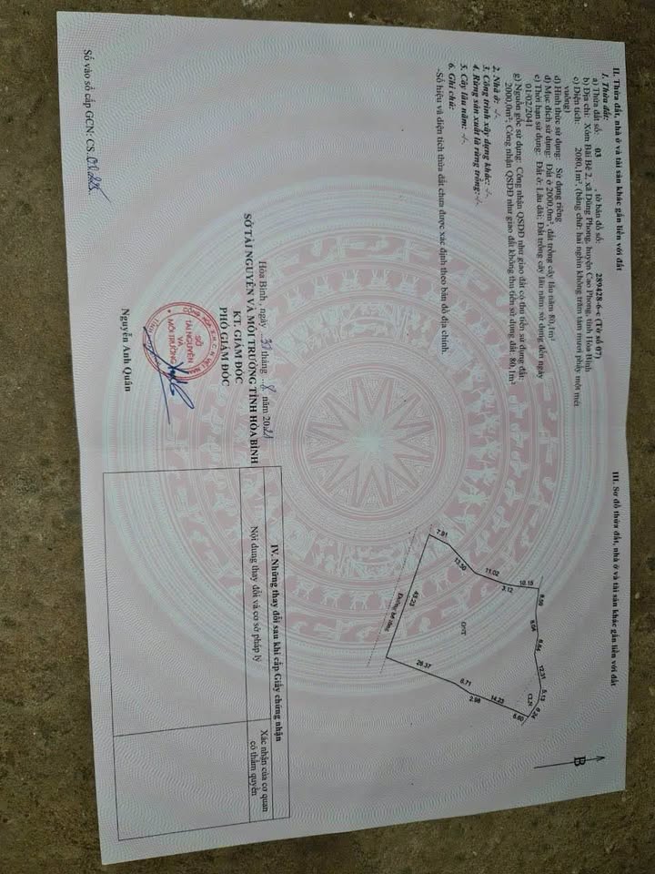 Đất thổ cư Dũng Phong, Cao Phong 2000m² giá 20 tỷ - Mặt tiền 43m, ô tô tránh nhau!