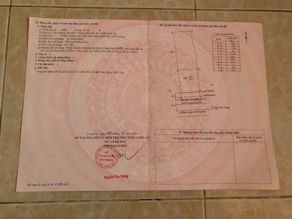 Đất thổ cư 755m² mặt tiền Đặng Ngọc Sương, Tân An - Giá chỉ 5.6 tỷ!