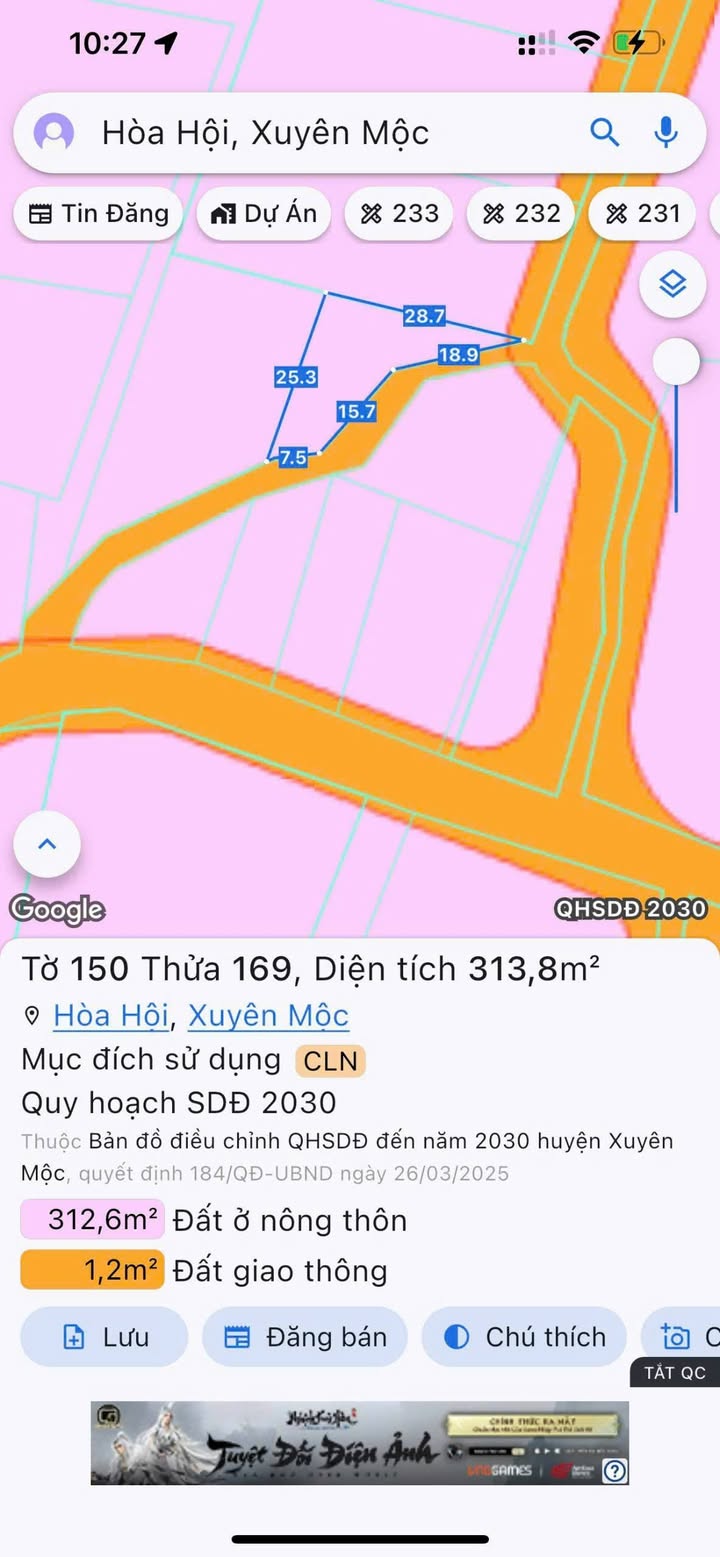 Đất nền Hòa Hội - Xuyên Mộc 314m² giá chỉ 400 triệu - Cơ hội đầu tư tuyệt vời!