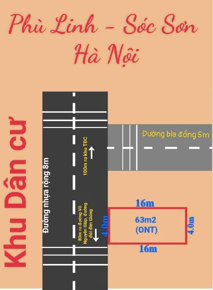 Đất thổ cư Vệ Linh, Sóc Sơn 63m² - Vị trí đắc địa, giá tốt thỏa thuận!