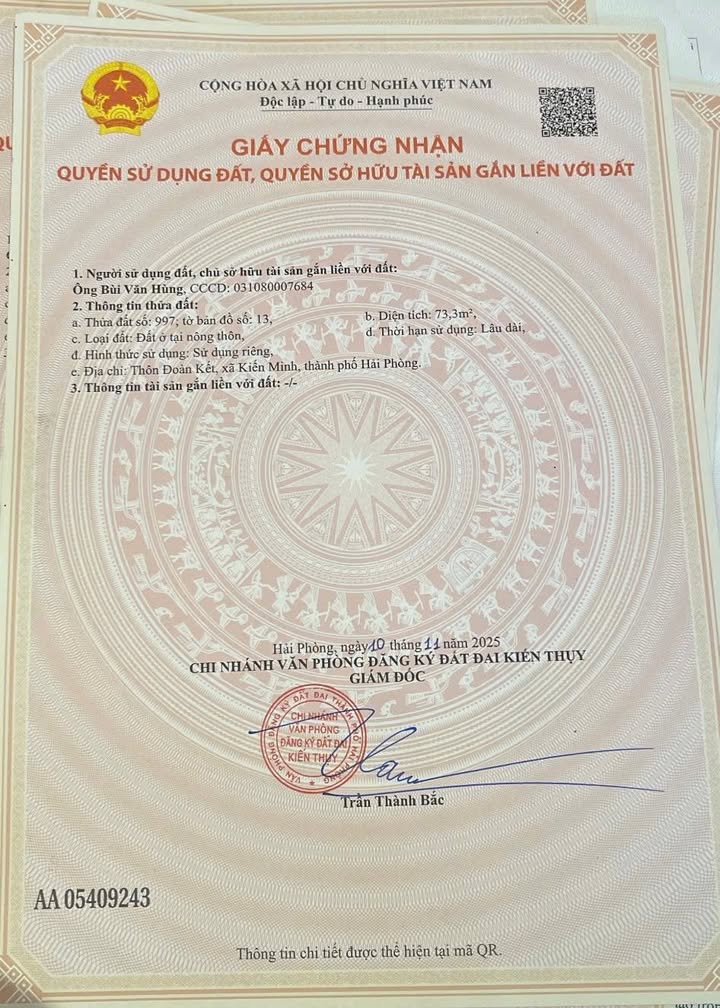 Đất nền Minh Tân, Kiến Thụy 73,3m² giá 1,1 tỷ - Tiềm năng phát triển mạnh mẽ!