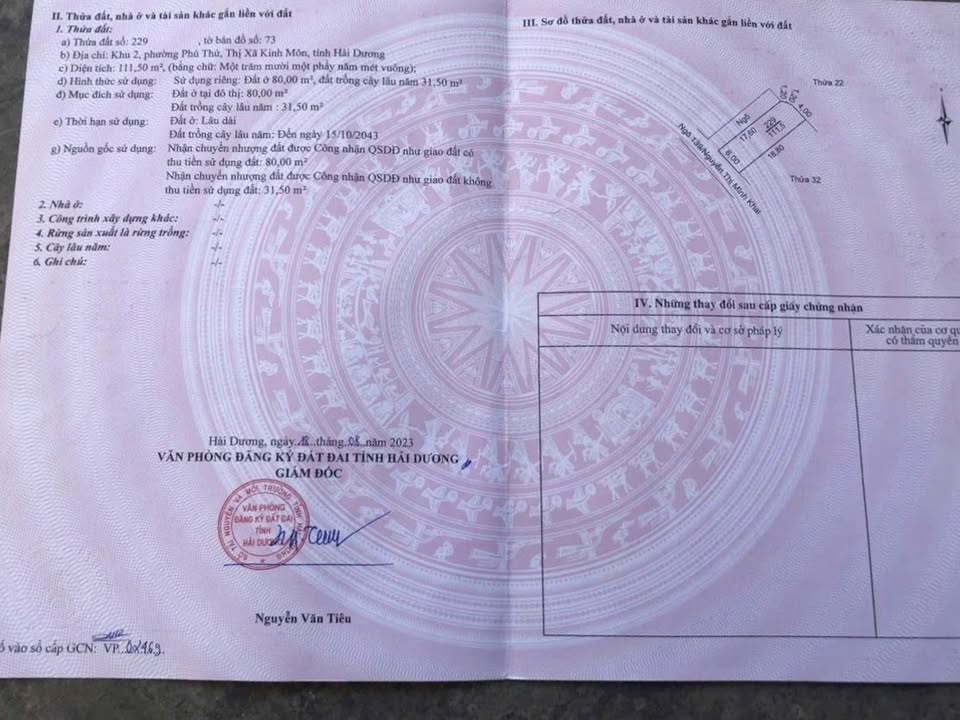 Đất lô góc 2 mặt tiền Phường Nhị Chiểu, Hải Dương 111,5m² - Đầu tư sinh lời hấp dẫn!