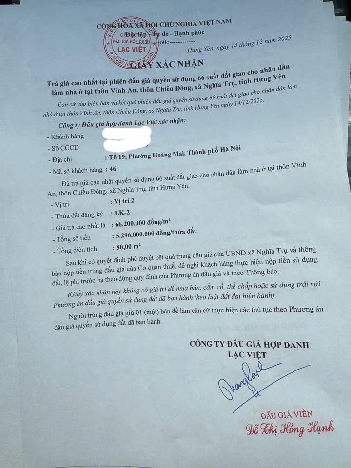 Đất nền Nghĩa Trụ, Văn Giang 80m² giá 5 tỷ - Đầu tư sinh lời tuyệt vời!