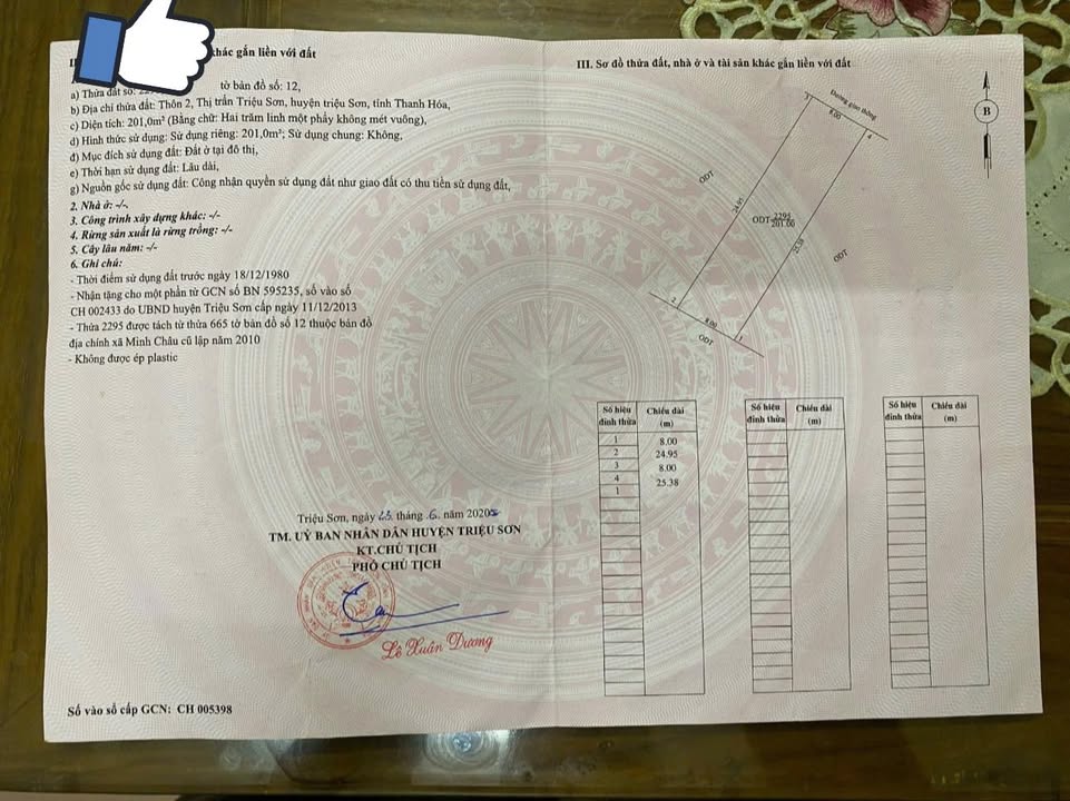Đất thổ cư xã Triệu Sơn 200m² giá 1.1 tỷ - Đầu tư sinh lời ngay!