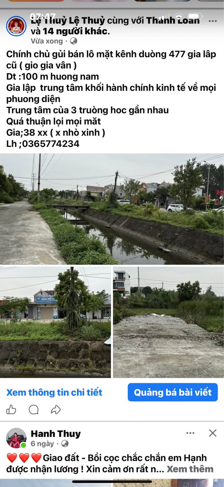 Đất nền mặt kênh đường 477, Gia Viễn, 100m² giá 3.8 tỷ - Đầu tư sinh lời ngay!