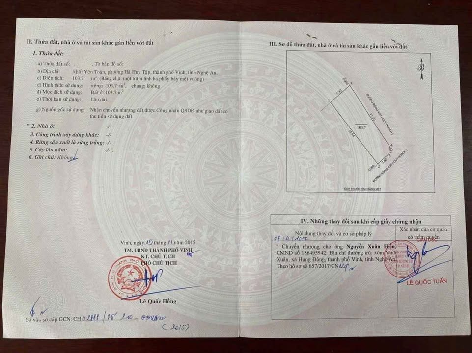 Đất lô góc 2 mặt tiền Yên Toàn, TP Vinh 103m² giá 6.54 tỷ - Vị trí đắc địa!