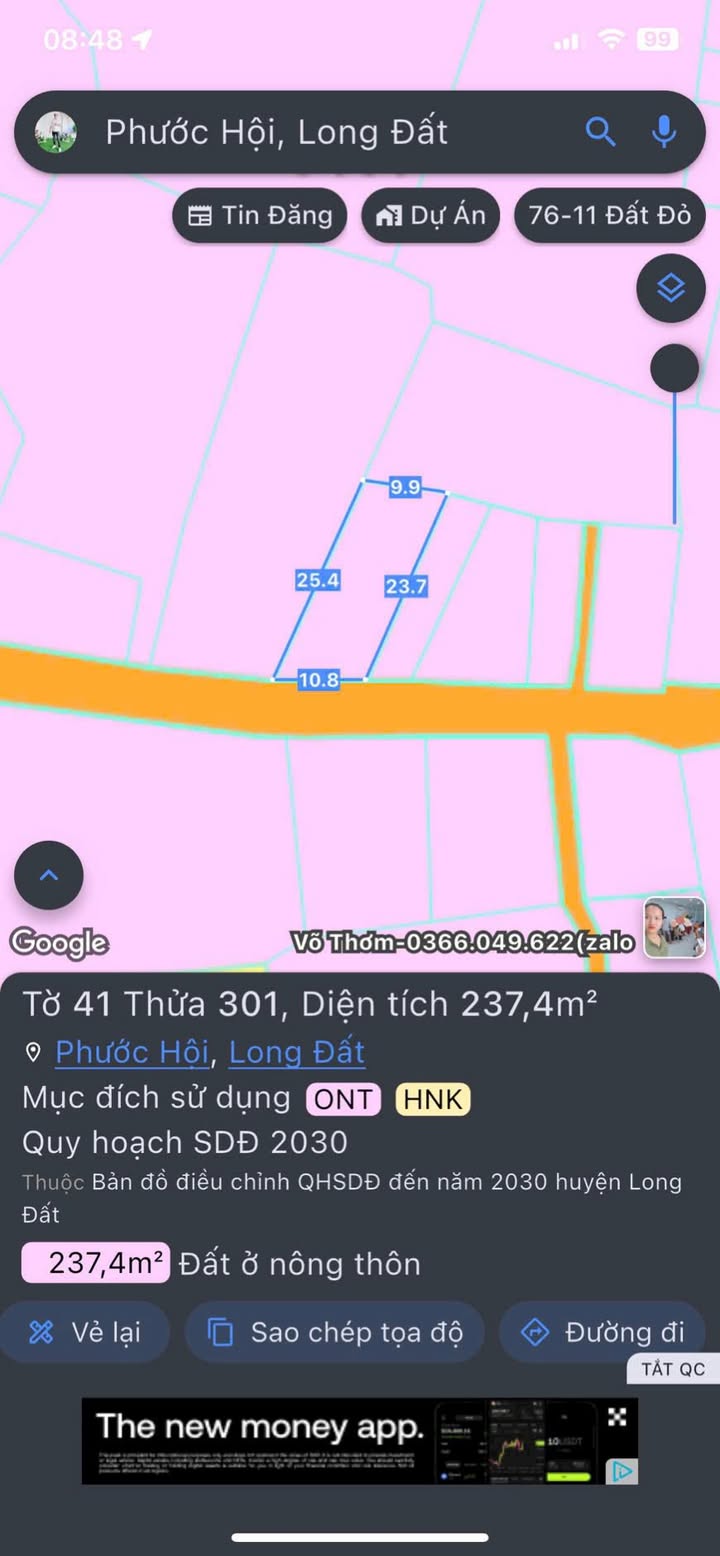 Đất thổ cư xã Phước Hải 275m² giá 1.95 tỷ - Sổ hồng chính chủ, vị trí đắc địa!