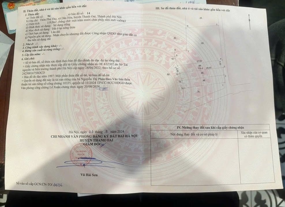 Đất nền Dân Hòa, Thanh Oai 119.8m² giá 4.792 tỷ - Vị trí đắc địa, giao thông thuận lợi!