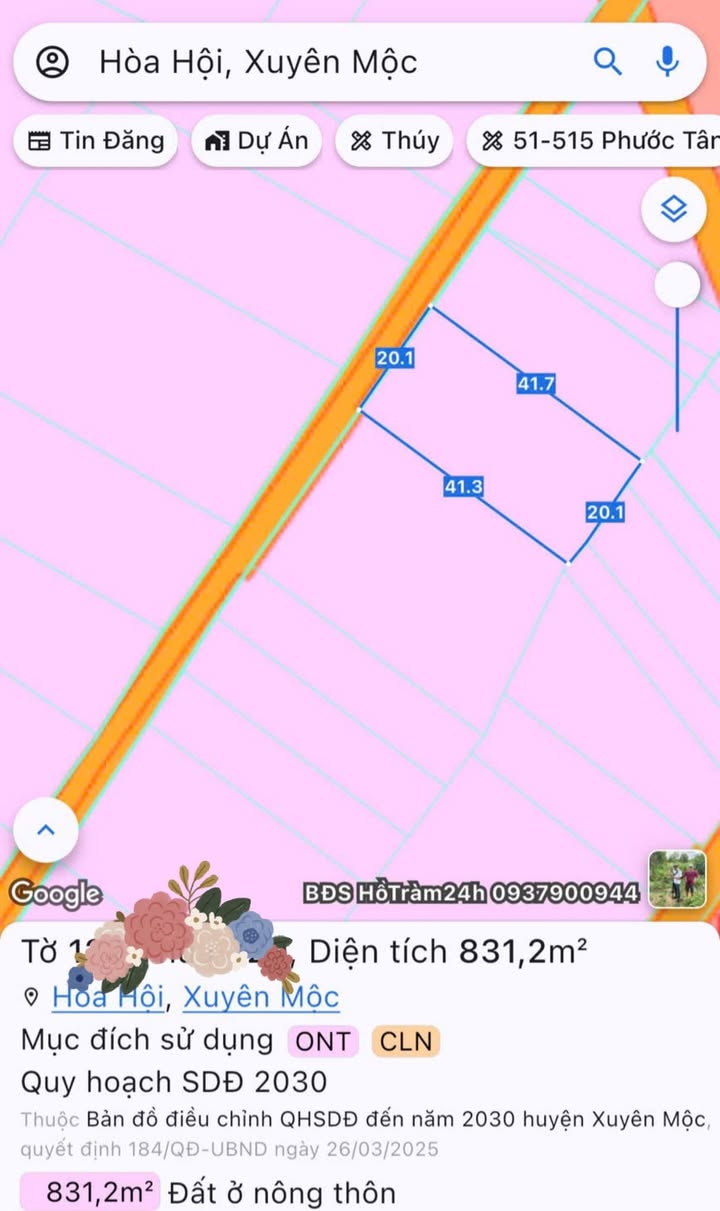 Đất nền xã Hòa Hội, huyện Xuyên Mộc 820m² giá 82 tỷ - Đầu tư sinh lời lý tưởng!