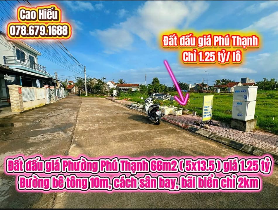 Đất đấu giá Phú Thạnh Tuy Hòa 66m² giá 1.25 tỷ - Cách bãi biển chỉ 2km!