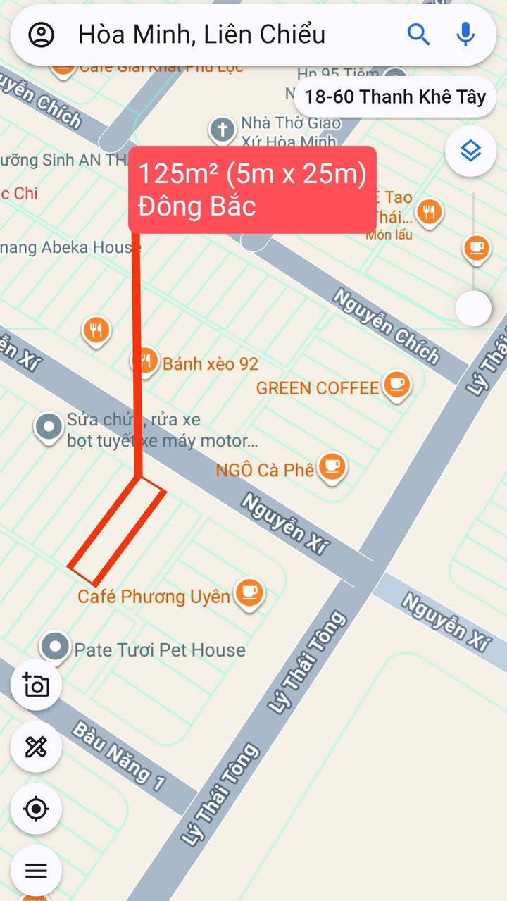 Đất nền 125m² mặt tiền Nguyễn Xí, Đà Nẵng giá 7.95 tỷ - Sổ hồng chính chủ!